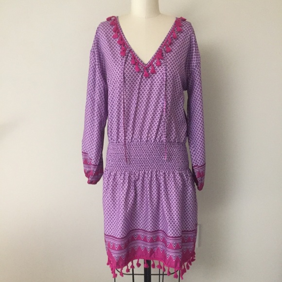 Boho Smocked Waist Dress Size Large - Picture 1 of 5